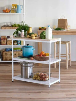 MeshWorks © 3 Tier Plant Shelving With Wood Top