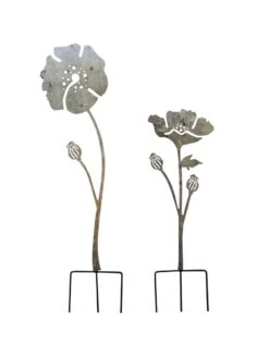 Poppy Garden Stakes Set Of 2 -Eco Garden Shop 8613140 7822