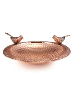 Pure Copper Bird Bath With Two Copper Birds And Multipronged Garden Pole -Eco Garden Shop 8613378 04v