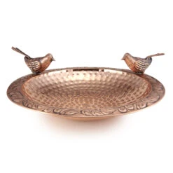Pure Copper Bird Bath With Two Copper Birds And Tree Multipronged Garden Pole -Eco Garden Shop 8613379 05v