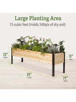 Self-Watering Eco-Stained Elevated Planter Box, 2' X 8' -Eco Garden Shop b00eow8fhu raisedbed dimensions 2